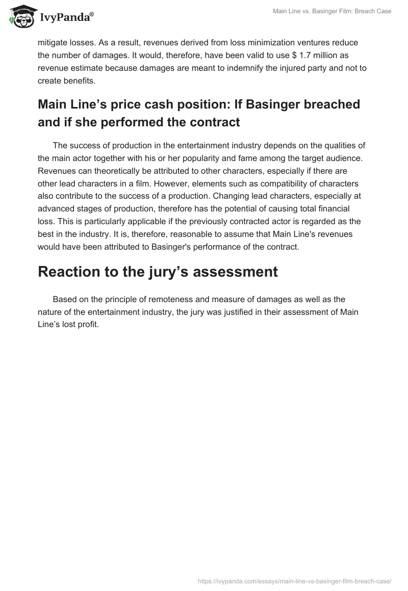 Main Line vs. Basinger Film: Breach Case. Page 3