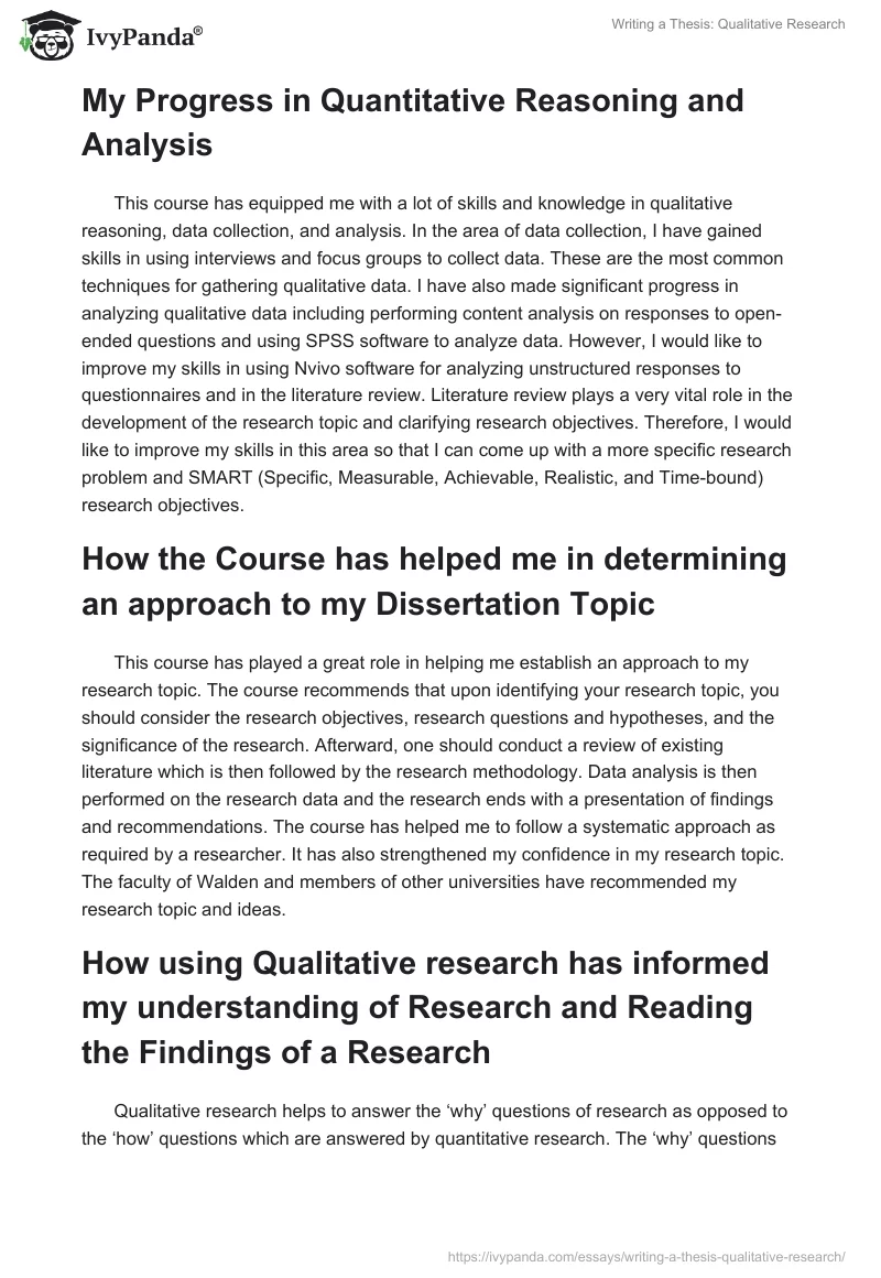 Writing a Thesis: Qualitative Research. Page 2
