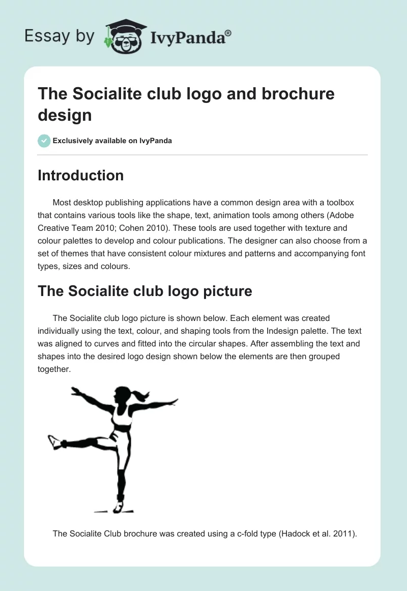 The Socialite club logo and brochure design. Page 1
