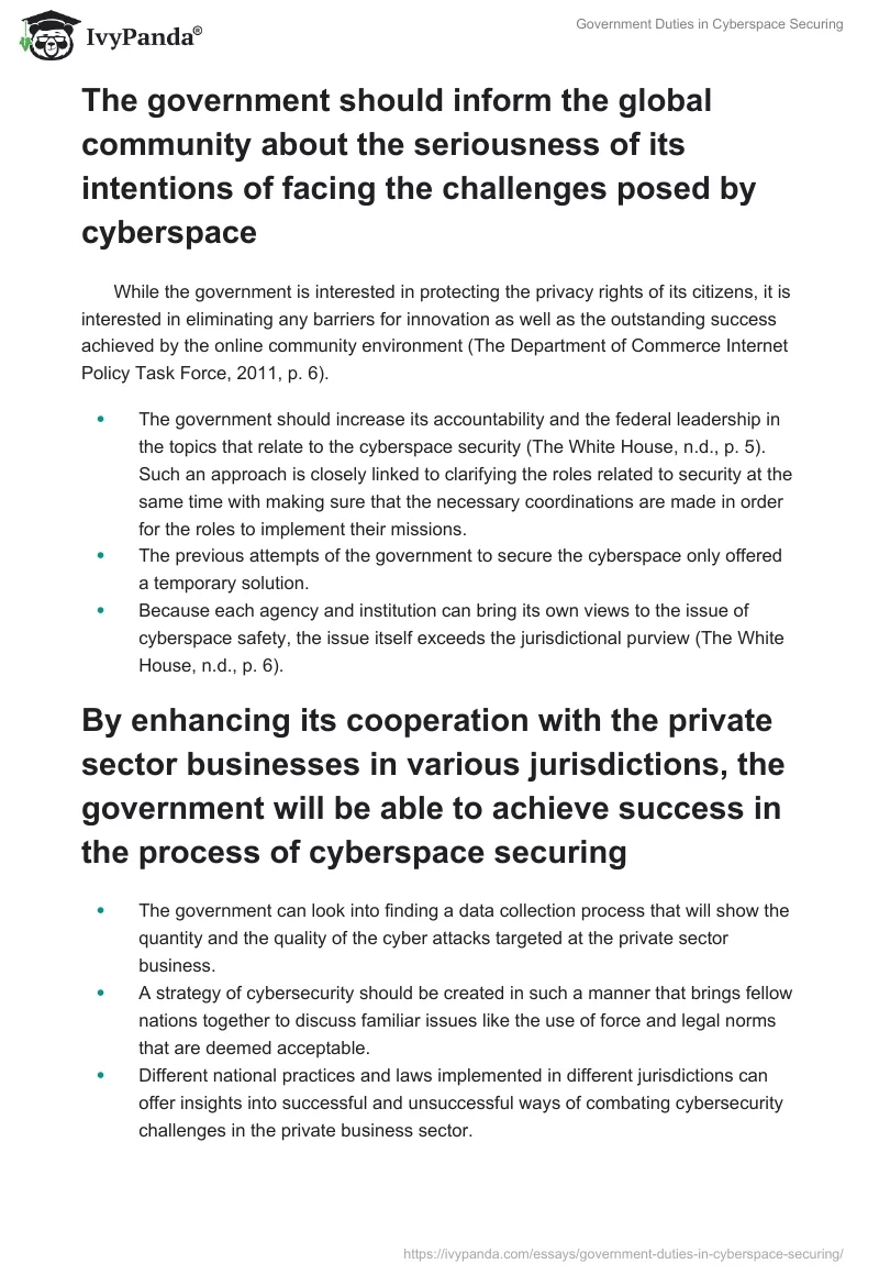 Government Duties in Cyberspace Securing. Page 2
