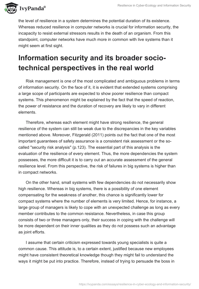 Resilience in Cyber-Ecology and Information Security. Page 2