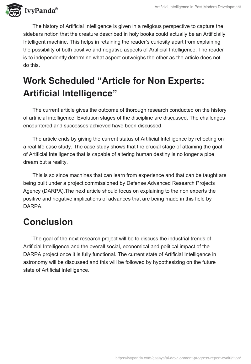 Artificial Intelligence in Post Modern Development. Page 2
