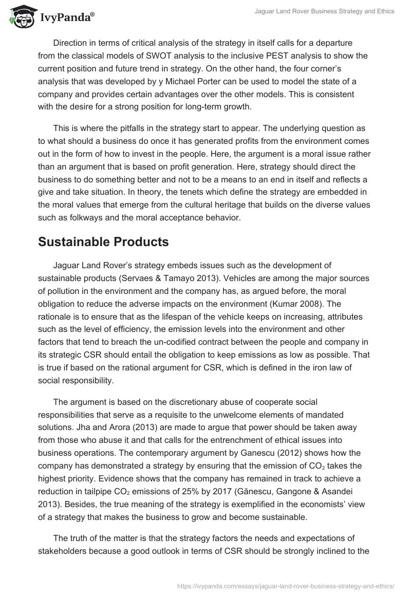 Jaguar Land Rover Business Strategy and Ethics. Page 5