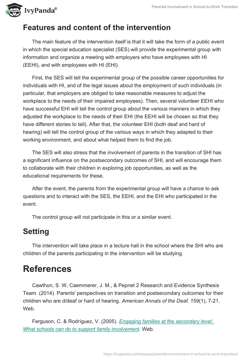 Parental Involvement in School-To-Work Transition. Page 3