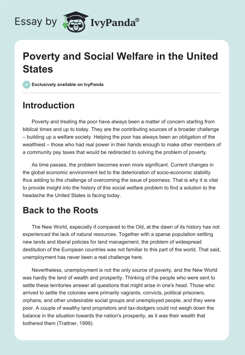 Poverty and Social Welfare in the United States. Page 1