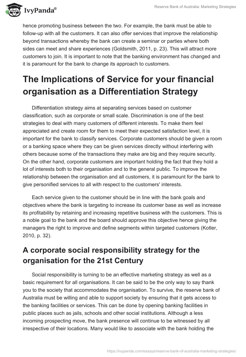 Reserve Bank of Australia: Marketing Strategies. Page 3