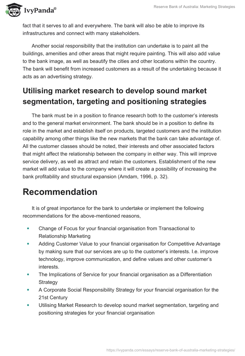 Reserve Bank of Australia: Marketing Strategies. Page 4