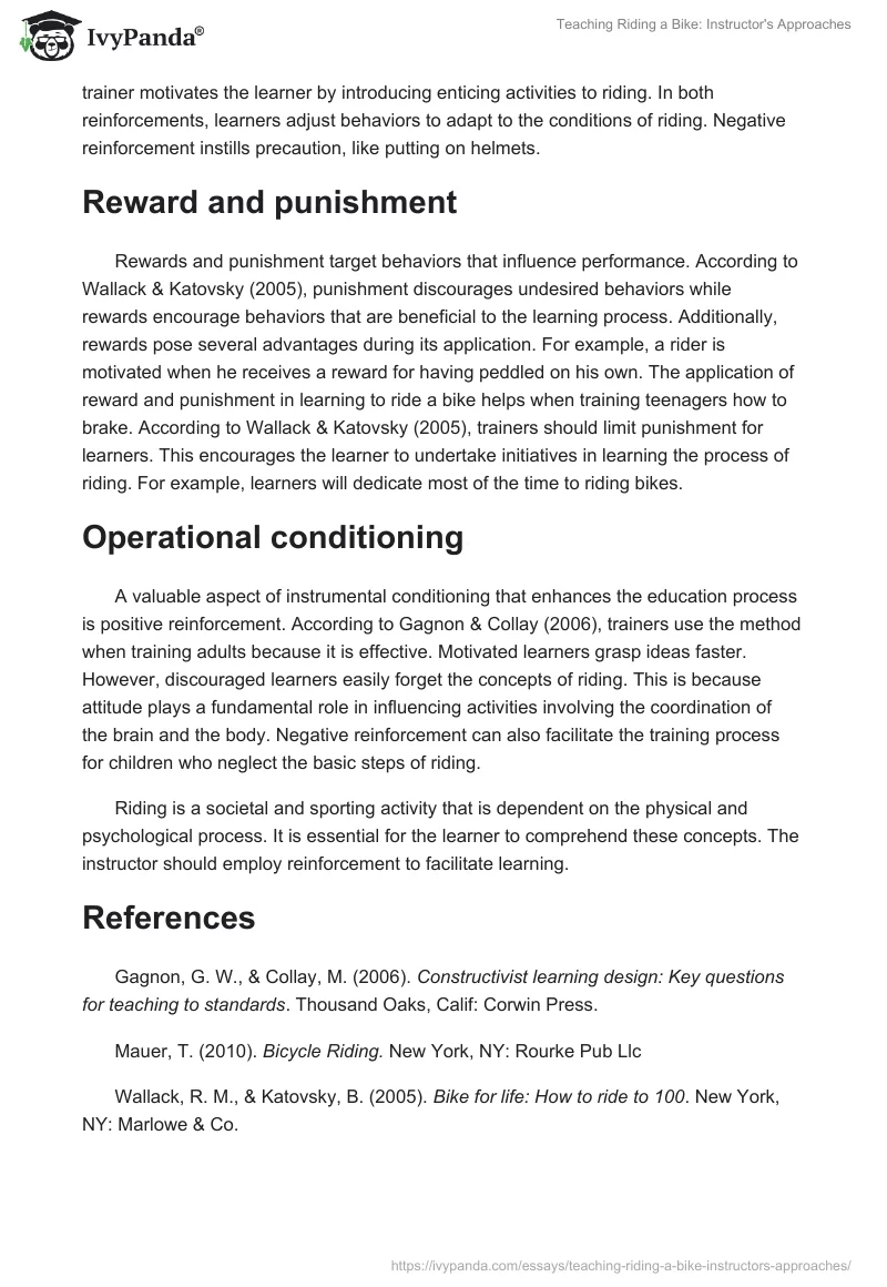 Teaching Riding a Bike: Instructor's Approaches. Page 2