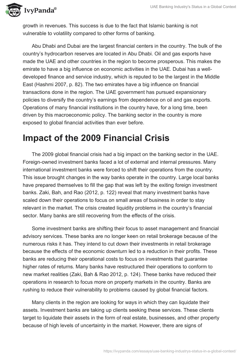 UAE Banking Industry's Status in a Global Context. Page 2
