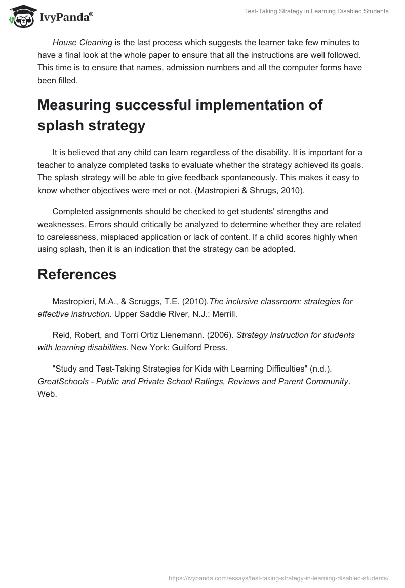 Test-Taking Strategy in Learning Disabled Students. Page 3