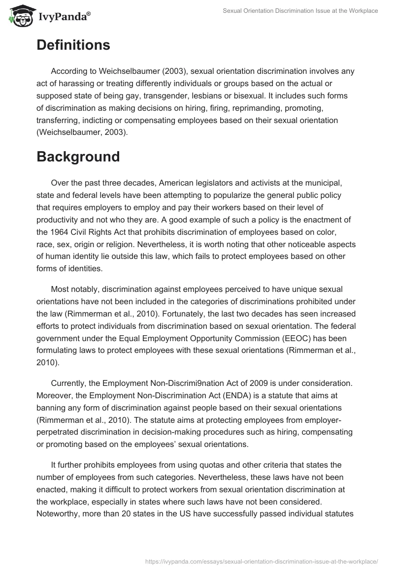 Sexual Orientation Discrimination Issue at the Workplace. Page 2