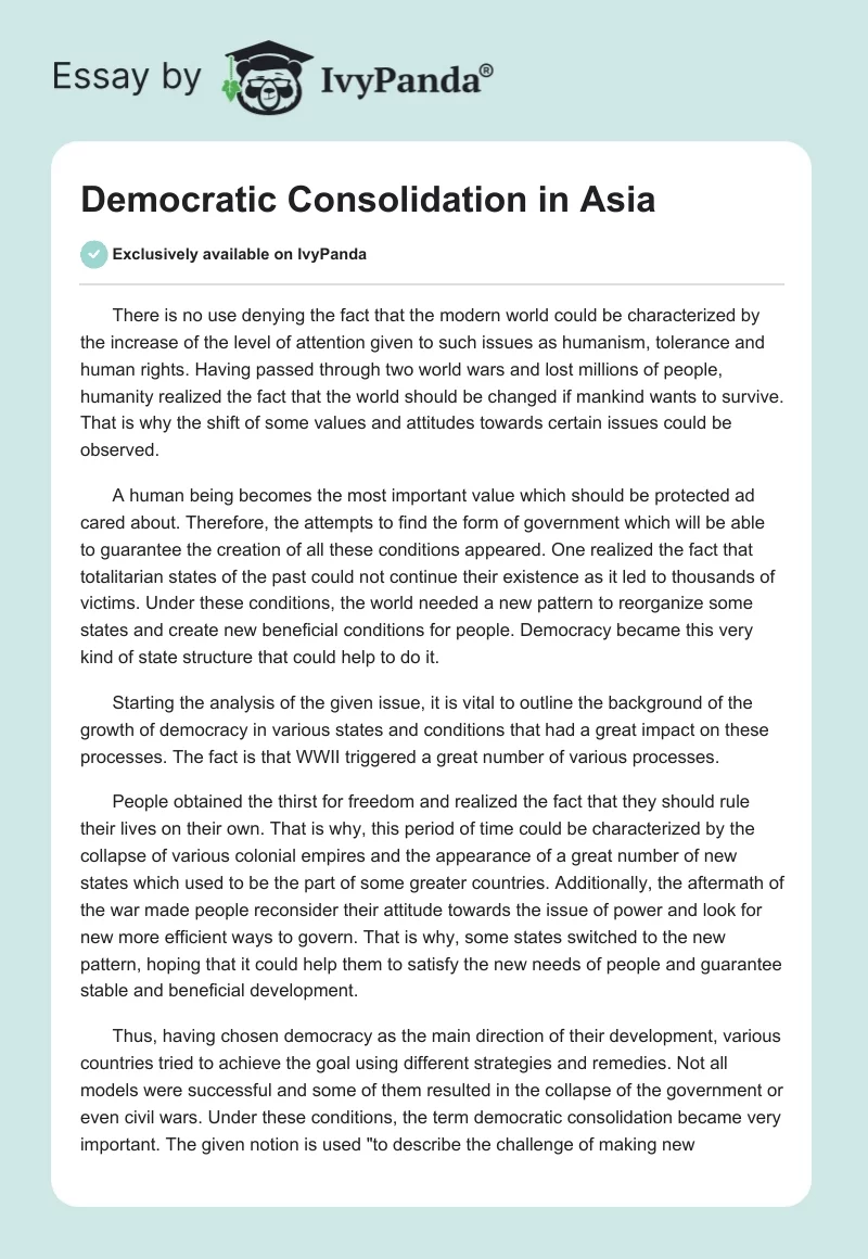 Democratic Consolidation in Asia. Page 1