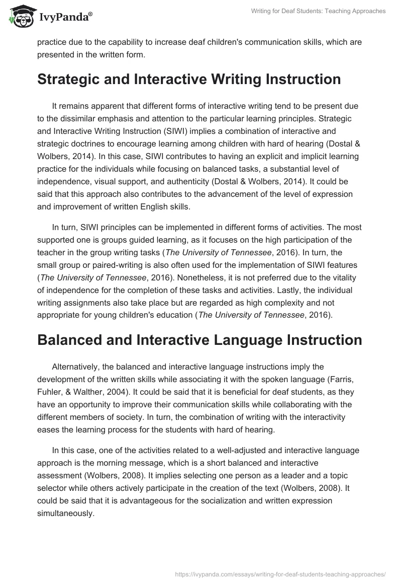 Writing for Deaf Students: Teaching Approaches. Page 2