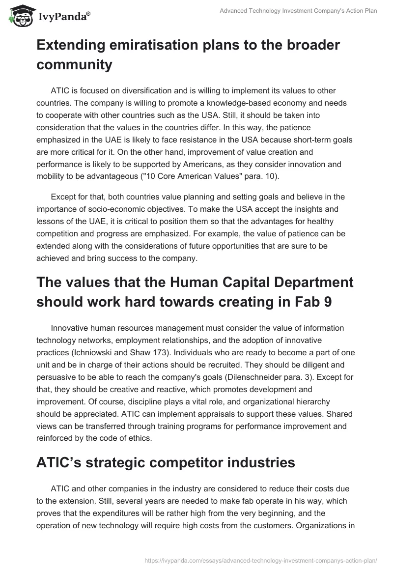 Advanced Technology Investment Company's Action Plan. Page 2