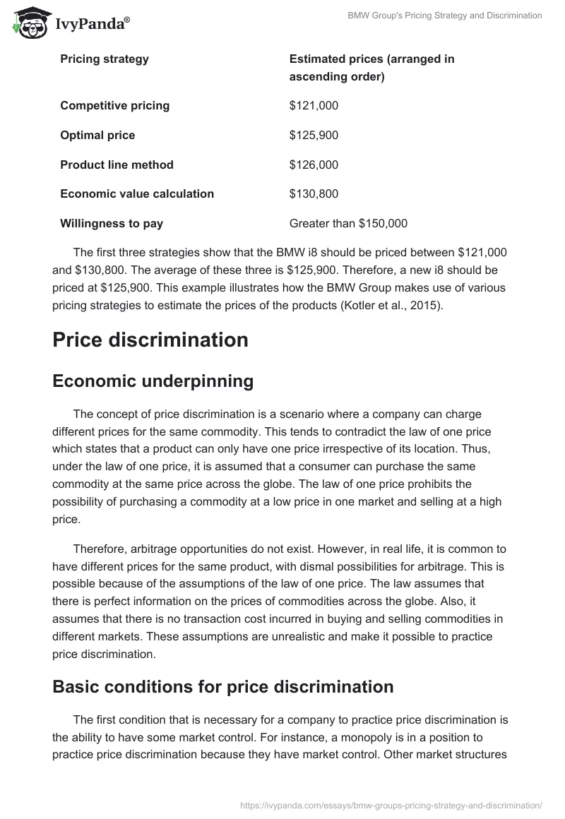 BMW Group's Pricing Strategy and Discrimination. Page 4