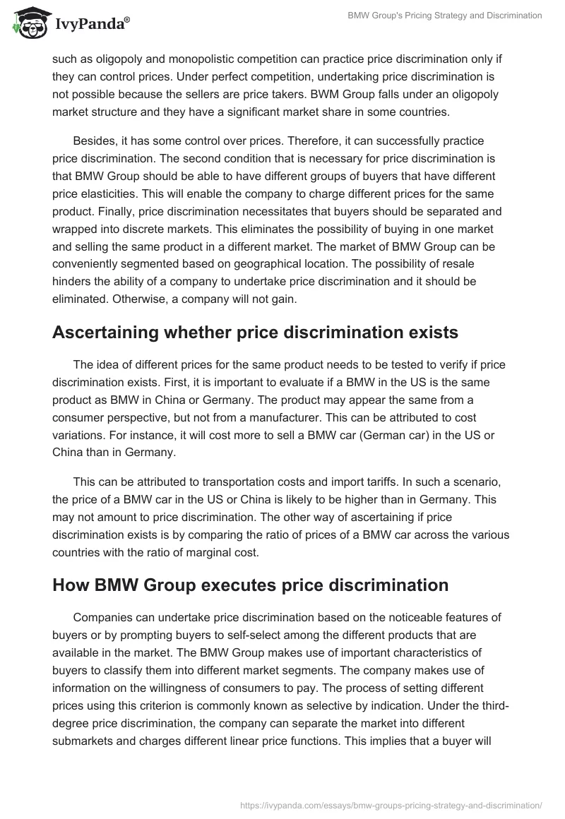 BMW Group's Pricing Strategy and Discrimination. Page 5