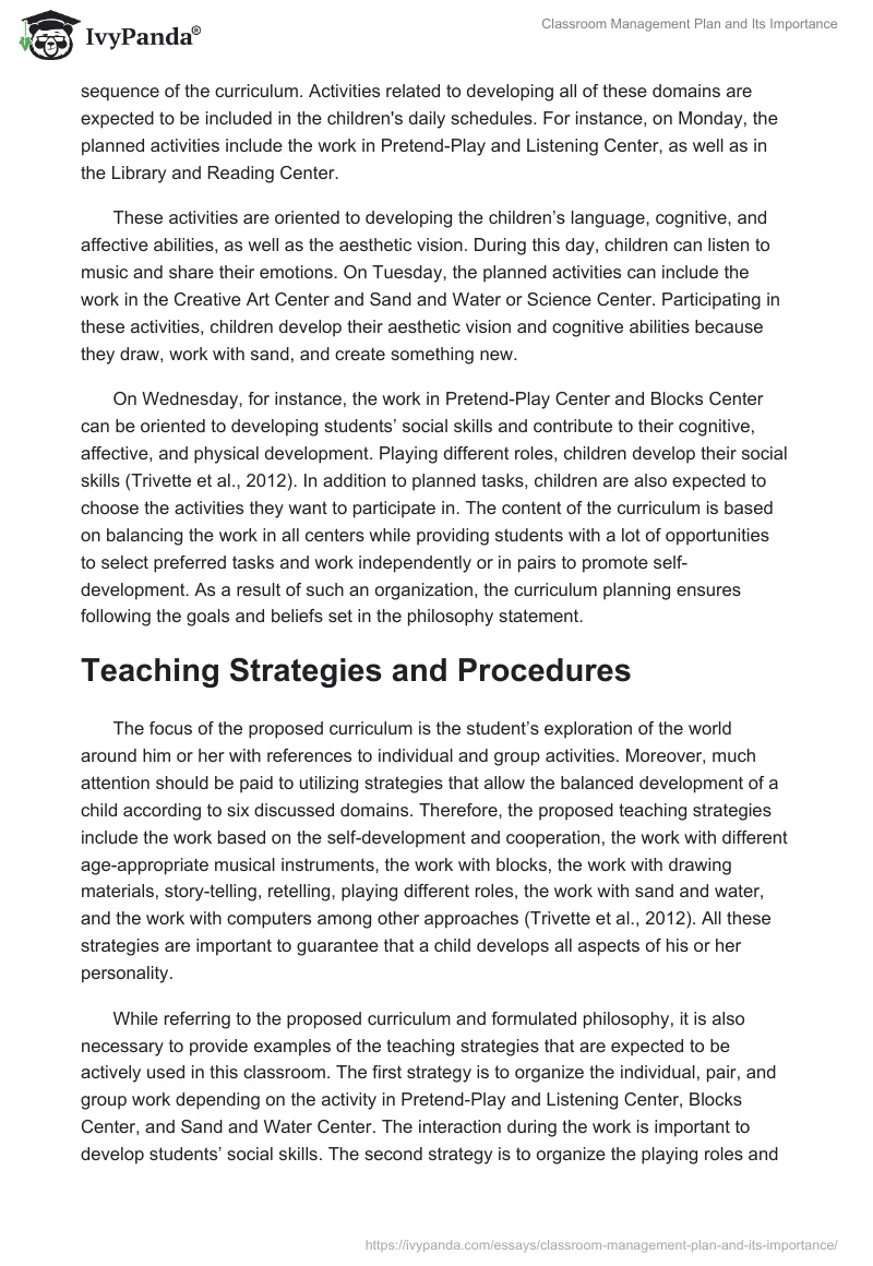 Classroom Management Plan and Its Importance. Page 5