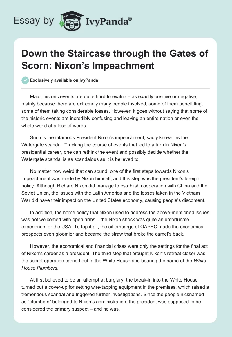 Down the Staircase through the Gates of Scorn: Nixon’s Impeachment. Page 1