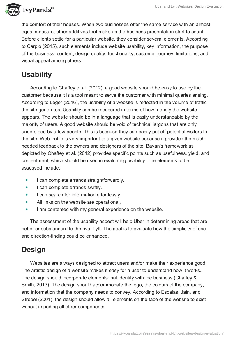 Uber and Lyft Websites' Design Evaluation. Page 2
