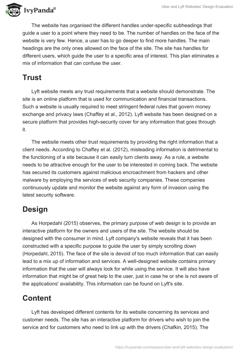 Uber and Lyft Websites' Design Evaluation. Page 5