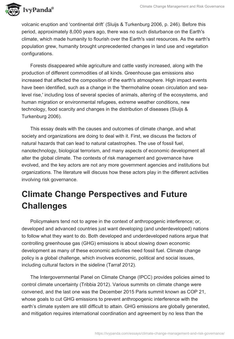 Climate Change Management and Risk Governance. Page 2