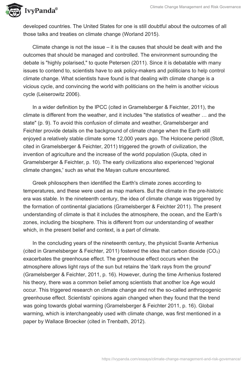 Climate Change Management and Risk Governance. Page 3