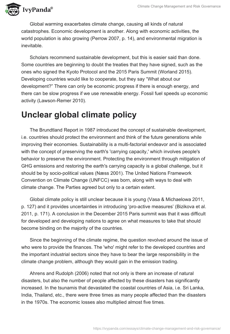 Climate Change Management and Risk Governance. Page 4