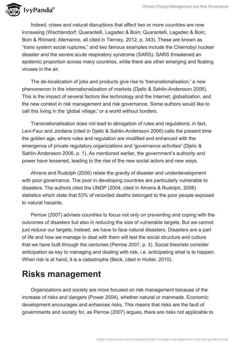 Climate Change Management and Risk Governance. Page 5