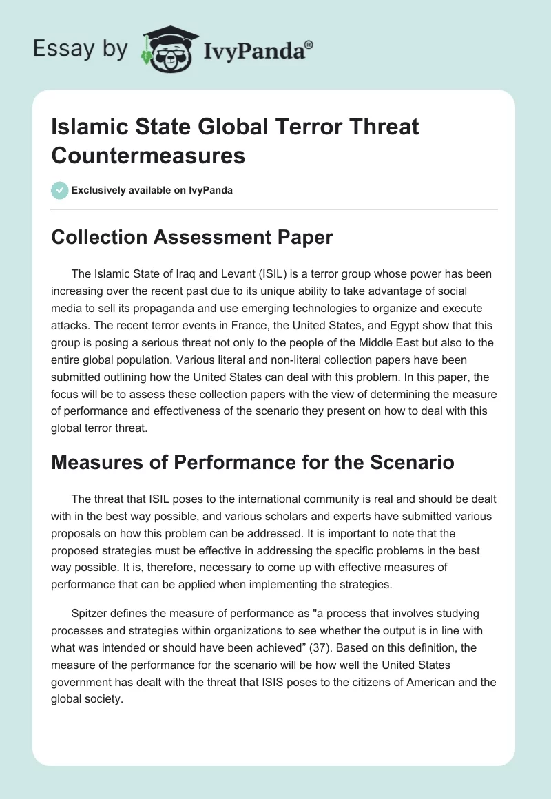 Islamic State Global Terror Threat Countermeasures. Page 1