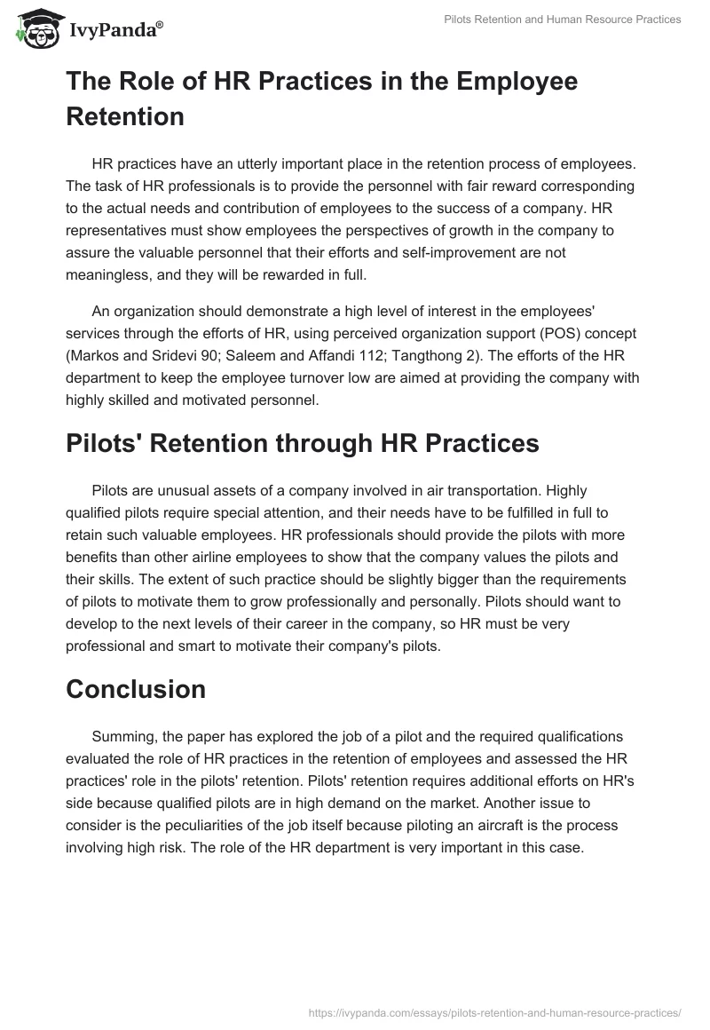 Pilots Retention and Human Resource Practices. Page 2