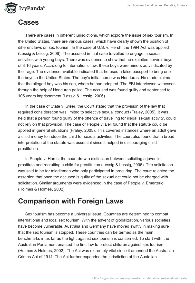 Sex Tourism, Legal Issues, Benefits, Threats. Page 5