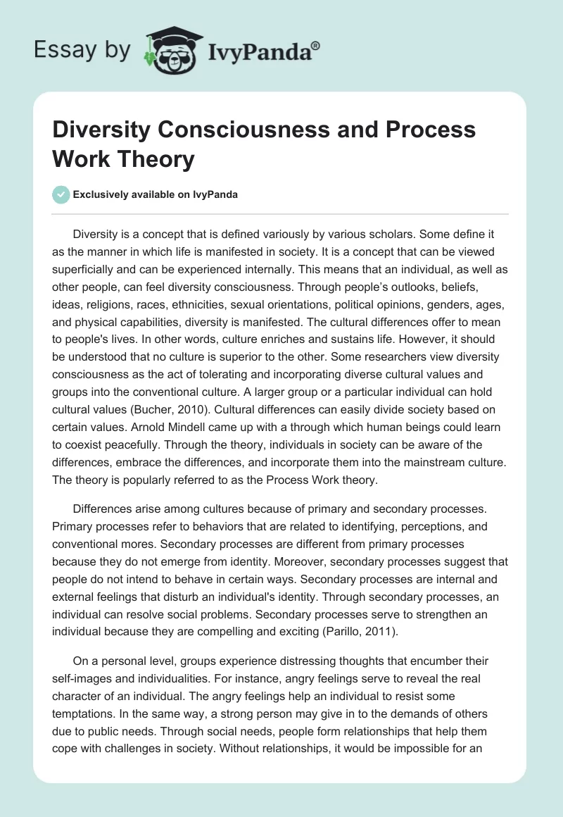 Diversity Consciousness and Process Work Theory. Page 1