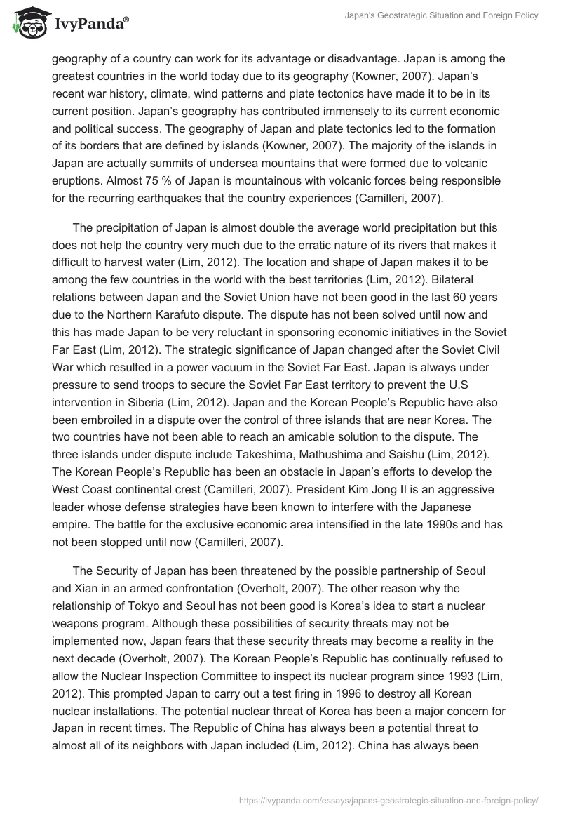 Japan's Geostrategic Situation and Foreign Policy. Page 2