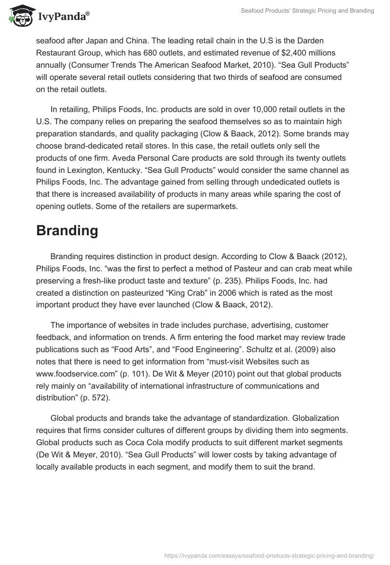 Seafood Products' Strategic Pricing and Branding. Page 3