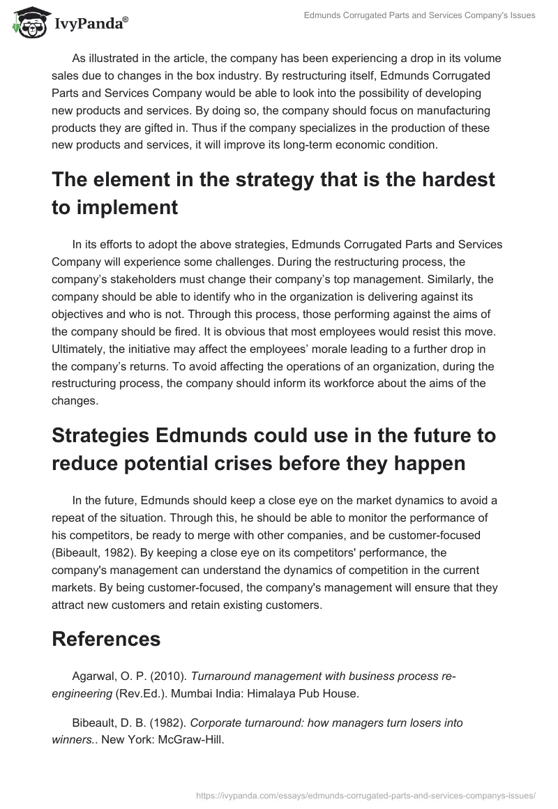 Edmunds Corrugated Parts and Services Company's Issues. Page 2