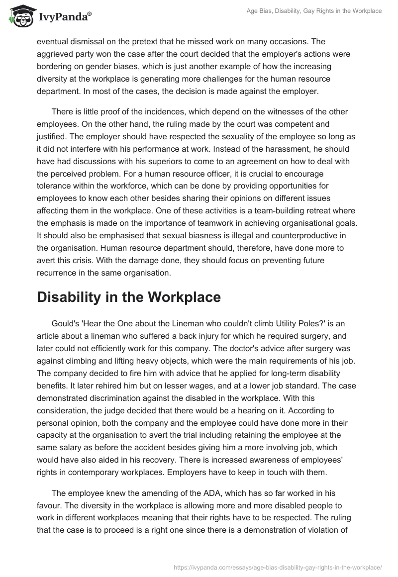 Age Bias, Disability, Gay Rights in the Workplace. Page 3