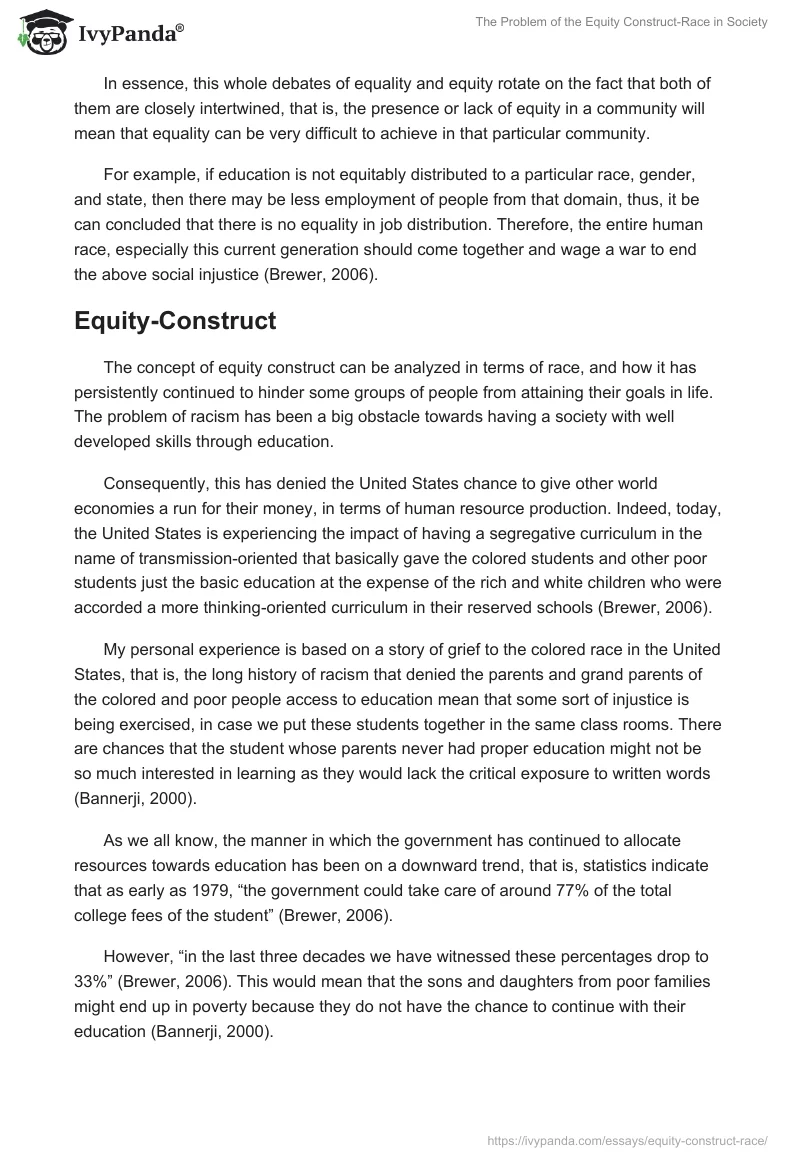 The Problem of the Equity Construct-Race in Society. Page 2