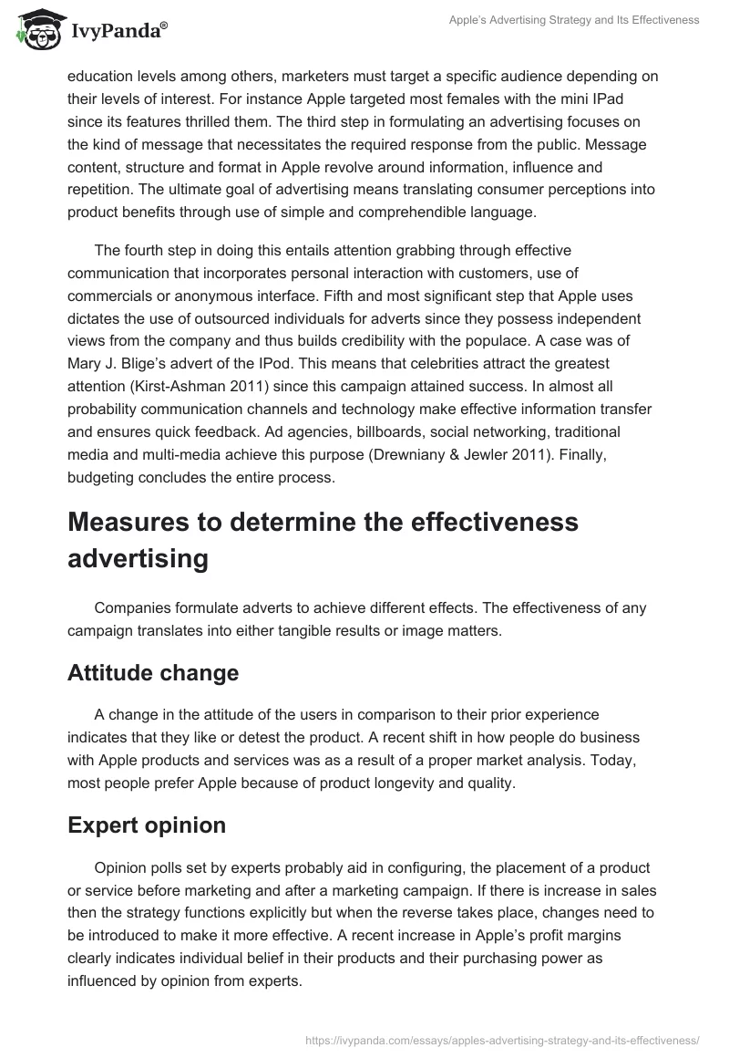 Apple’s Advertising Strategy and Its Effectiveness. Page 2