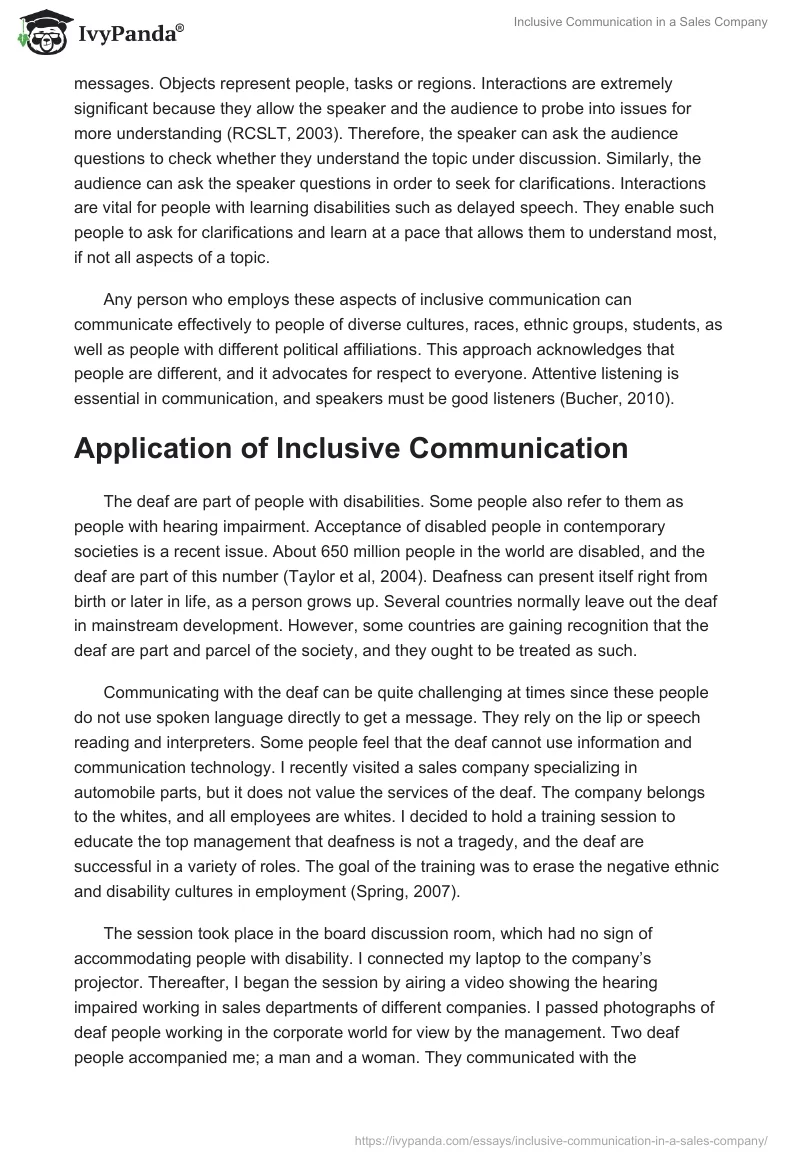 Inclusive Communication in a Sales Company. Page 2