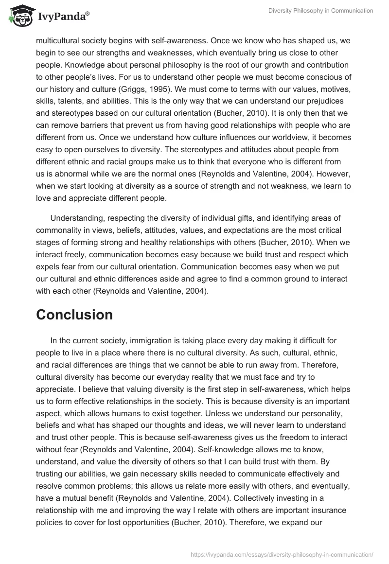 Diversity Philosophy in Communication. Page 3