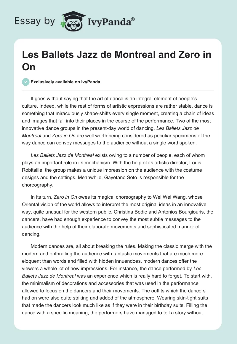 Les Ballets Jazz de Montreal and Zero in On. Page 1