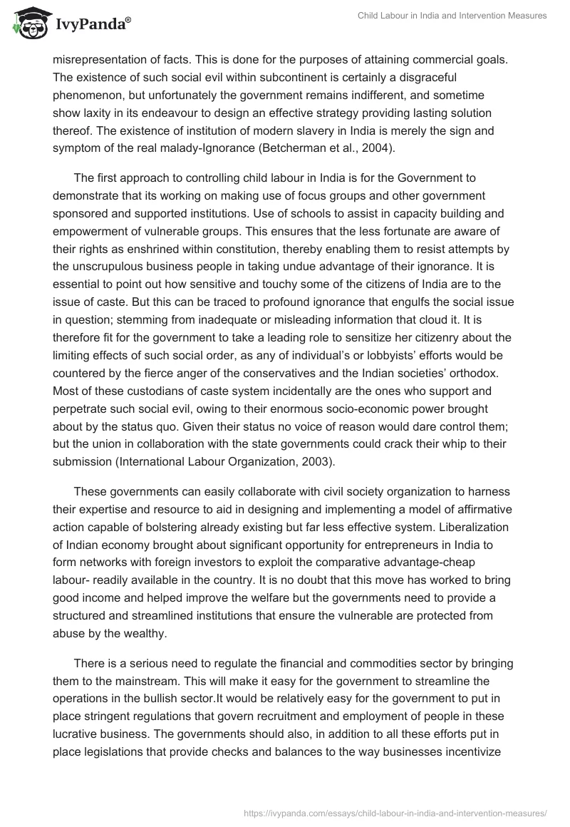 Child Labour in India and Intervention Measures. Page 2