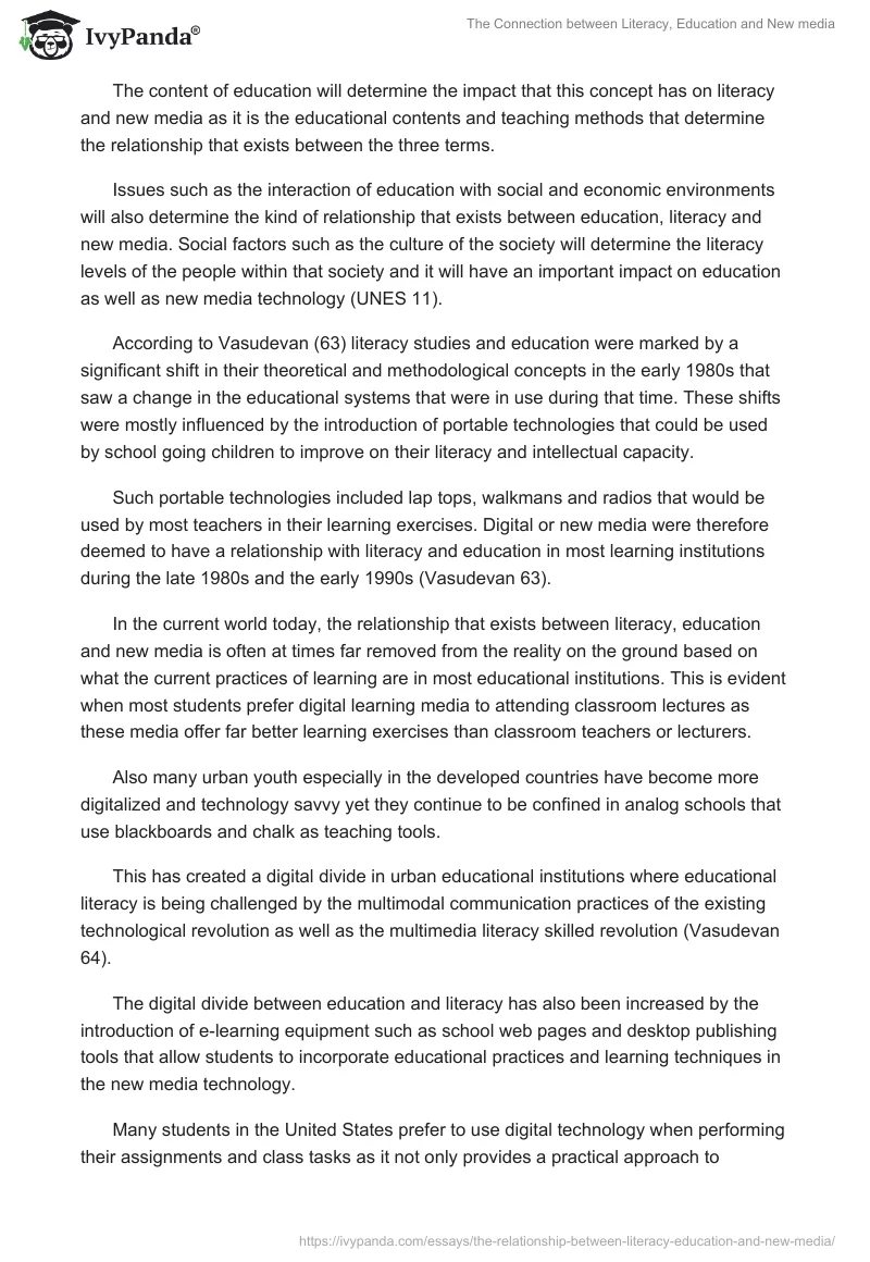 The Connection between Literacy, Education and New media. Page 3