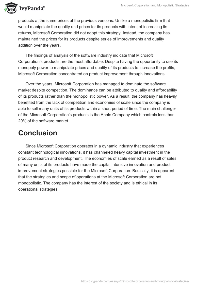 Microsoft Corporation and Monopolistic Strategies. Page 2