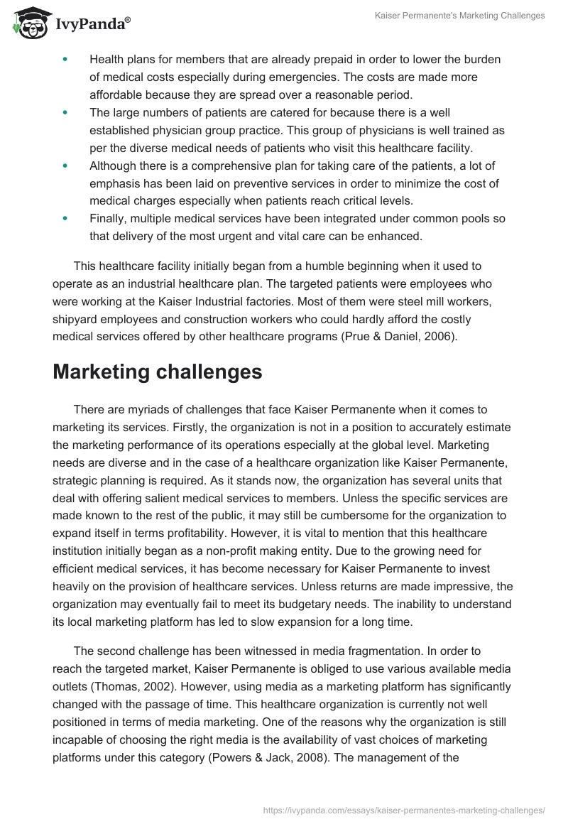 Kaiser Permanente's Marketing Challenges. Page 2