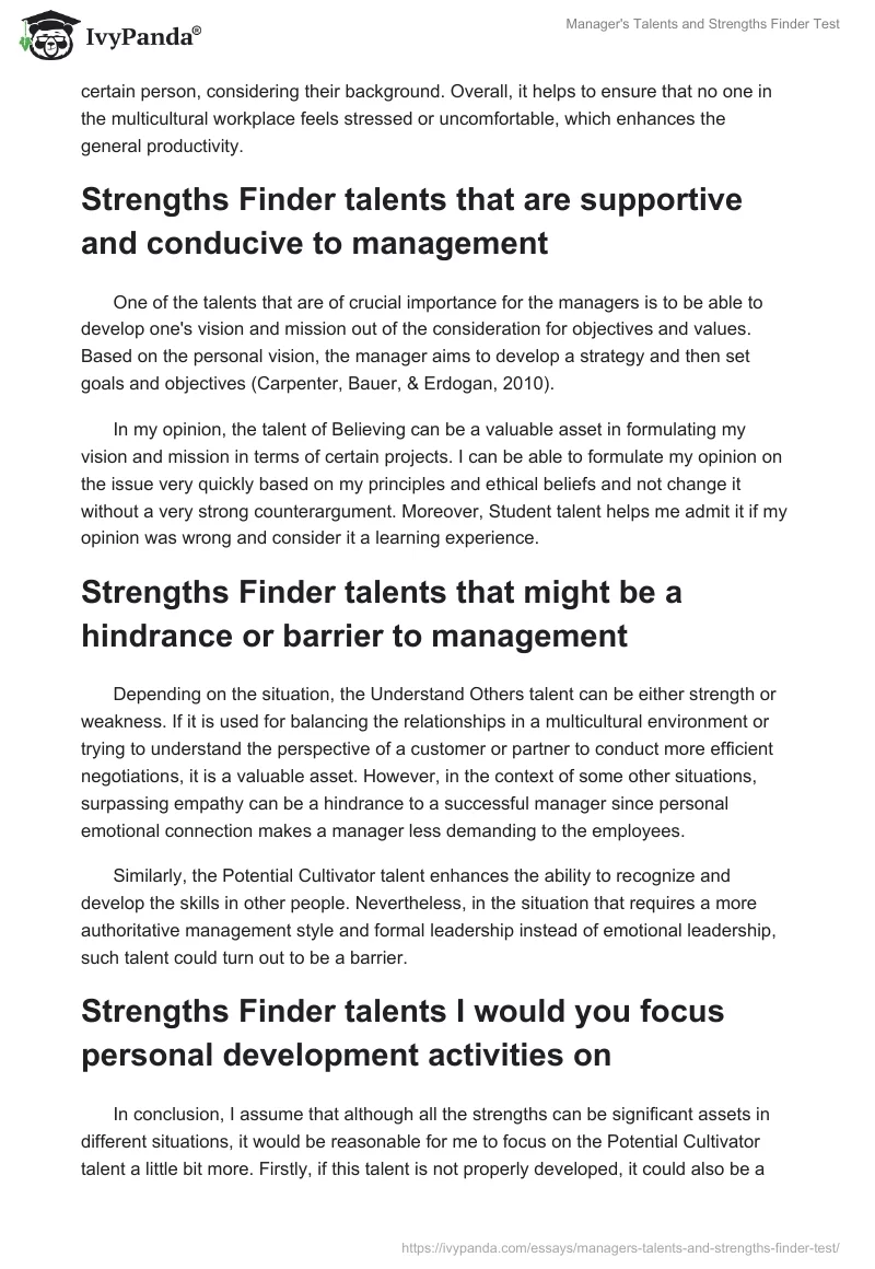 Manager's Talents and Strengths Finder Test. Page 3