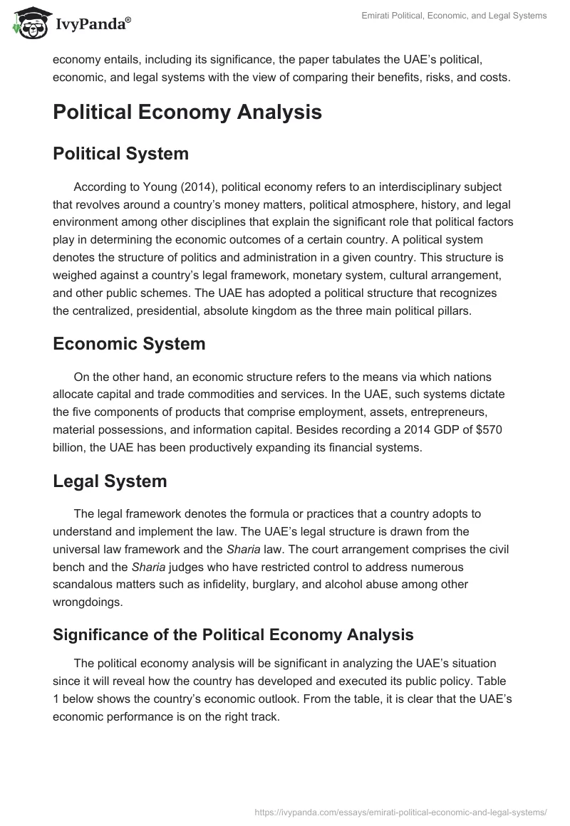 Emirati Political, Economic, and Legal Systems. Page 2