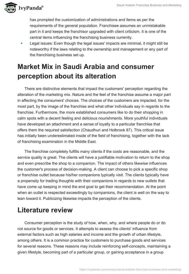 Saudi Arabian Franchise Business and Marketing. Page 5