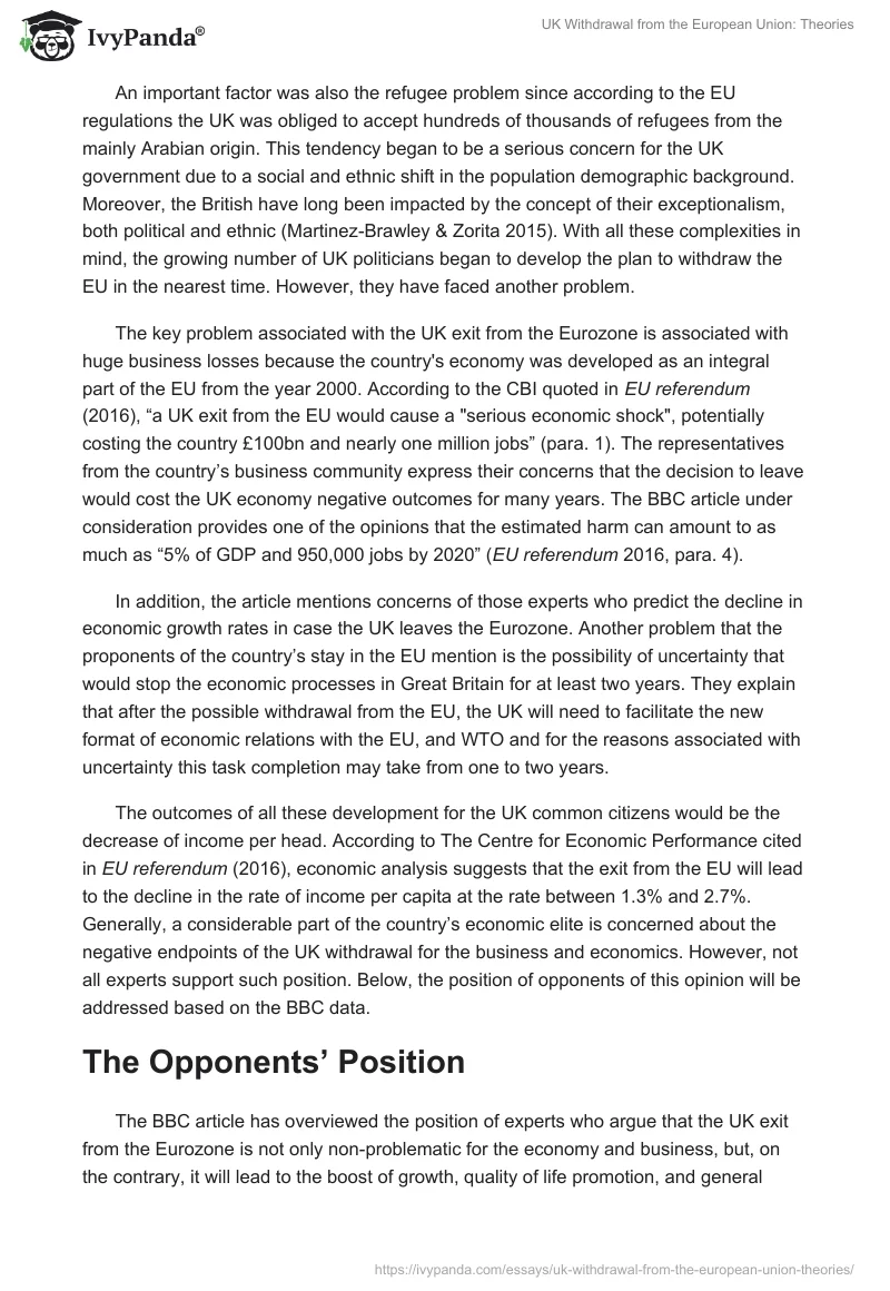 UK Withdrawal from the European Union: Theories. Page 2