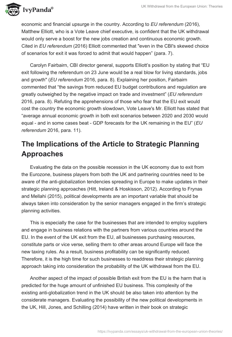 UK Withdrawal from the European Union: Theories. Page 3